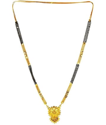 shankhraj mall gold plated black bead long mangalsutra for women-100139
