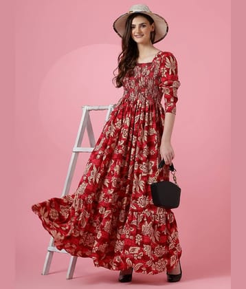 Sheetal associates Women Crepe Printed Fit & Flare Dress ( Red )