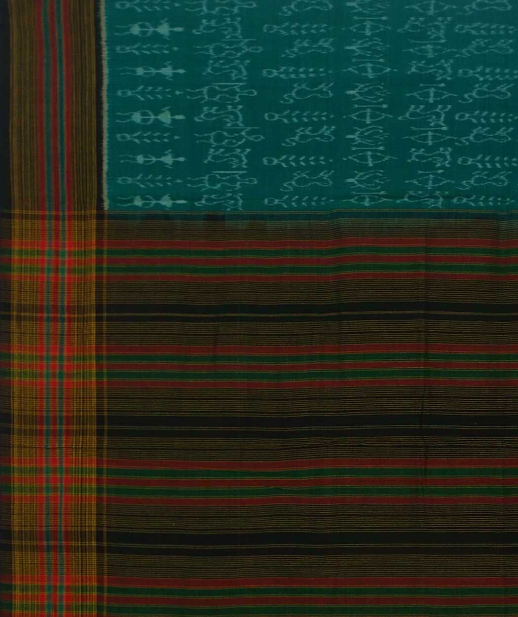 Green black handwoven sambalpuri cotton saree