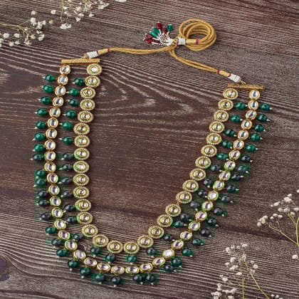 vivinia BY VIDHI MEHRA Inaayat Gold Plated GreenWomens Kundan, Polki Long Necklace set (Freesize) - VN314