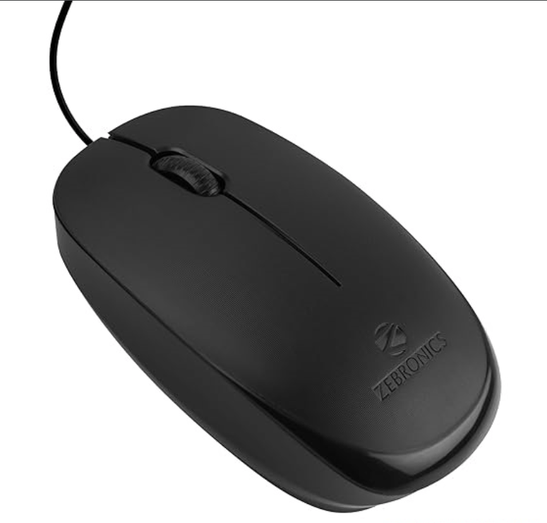 Zebronics Zeb-Power Wired USB Mouse, 3-Button, 1200 DPI Optical Sensor, Plug & Play, for Windows/MacHigh Precision and Ergonomic Design