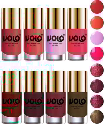 VOLO High-Shine Long Lasting Non Toxic Nail Polish Professional Multi Glossy Pack of 8 79 mL