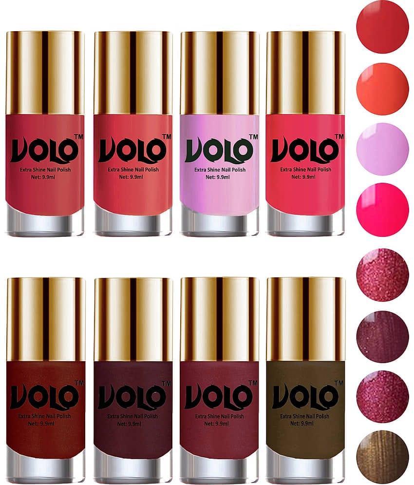 VOLO High-Shine Long Lasting Non Toxic Nail Polish Professional Multi Glossy Pack of 8 79 mL