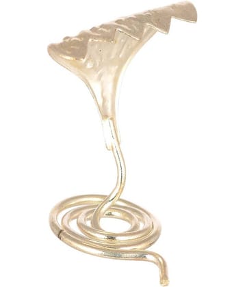 KESAR ZEMS Metal With Silver Plated Five Headed Snake -Naga Idol Stand Small Idol For Worship/Home, Office Decoration{3 x 2 x 3 CM} Silver Color 1 Pc.
