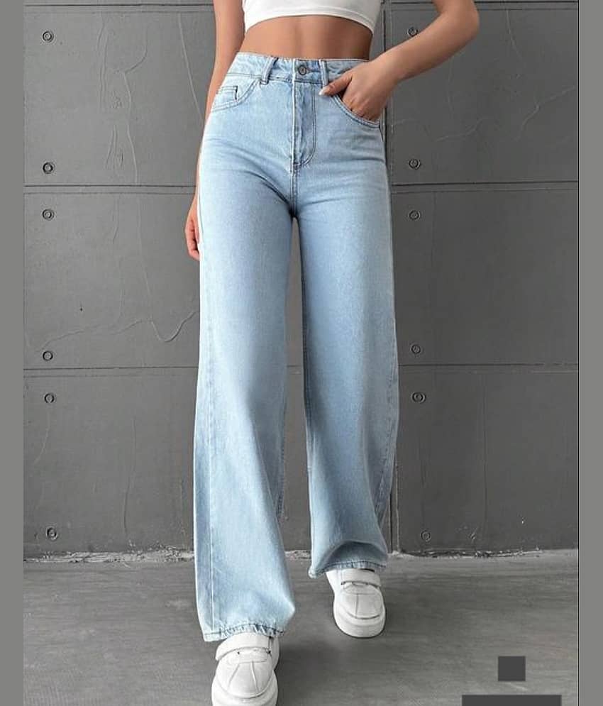 9x denims Women's Baggy Fit High-Rise Jeans ( Blue )