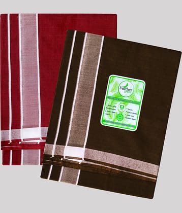 Feather Green - Multicolor Cotton Men's Lungi ( Pack of 2 )