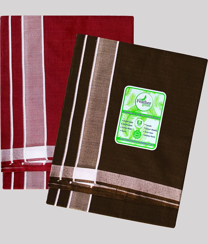Feather Green - Multicolor Cotton Men's Lungi ( Pack of 2 )