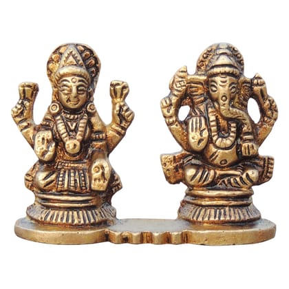 Brass Showpiece Laxmi Ganesh One Same Base God Idol Statue (BSMAS645 A)