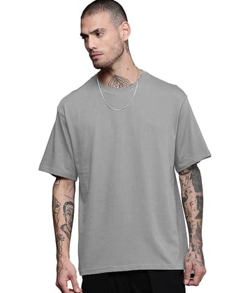 Leotude Pack of 1 Cotton Blend Oversized Fit Men's T-Shirt ( Grey )