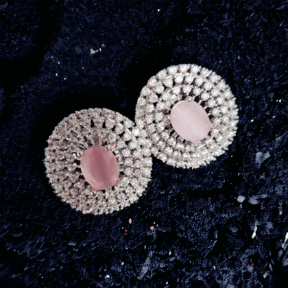 Elegance in Ivory Studs-Mint Pink / Rhodium