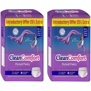 2 Packs of Clean Comfort Disposable Period Panties Combo for Women  Girls Cotton Soft Sanitary Pads M-L (Pack of 10)