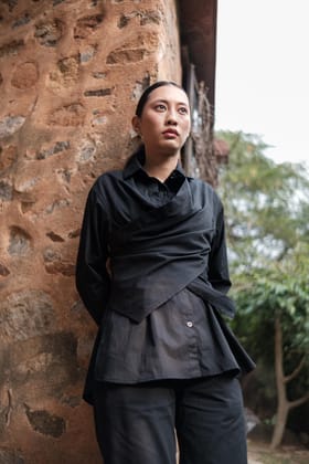 Seattle Wrap Shirt Black-XS