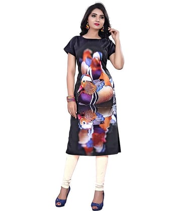 AK FASHION MALL Pack of 1 Crepe Printed Straight Women's Kurti - ( Multicolor )