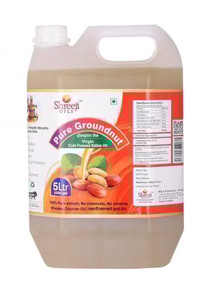 Shreeji Oils Pure Groundnut Virgin Cold Pressed Edible Oil, 5 L