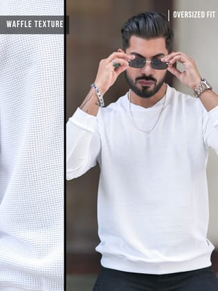 Hex Weave White Sweatshirt-S
