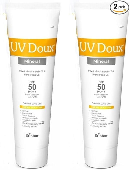 Brinton Sunscreen  SPF 50 PA+++ UV Doux Mineral Sunscreen 50gm x Pack of 2  (100 g)