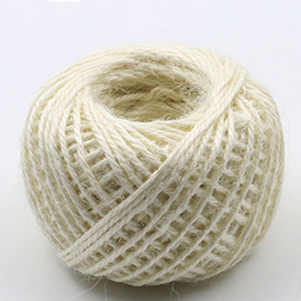 Jute Twine String 50 Meter Roll - White Color 3 Ply - 2mm Diameter