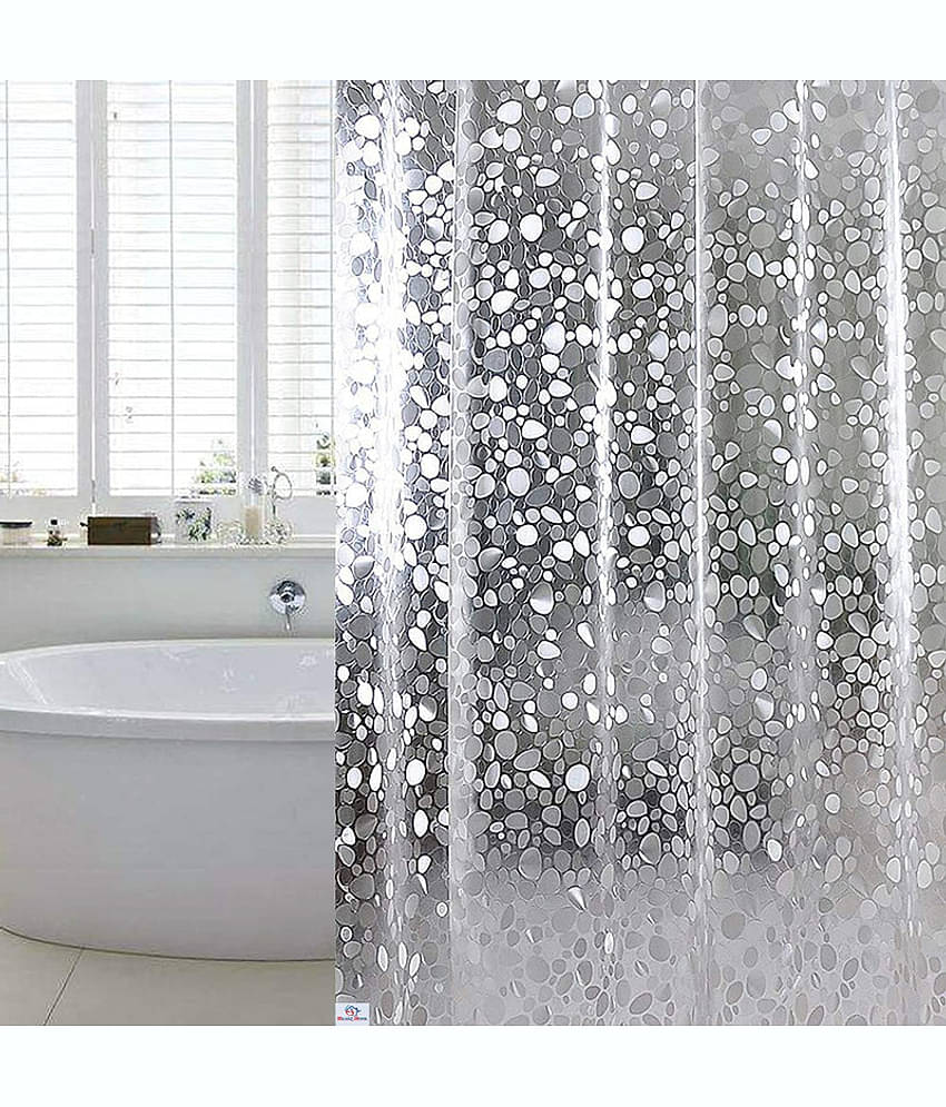CASA FURNISHING White PVC Shower Curtain ( Single )