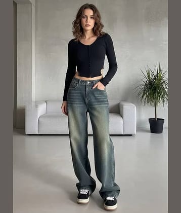 Gazal Fashions Women's Straight Fit High-Rise Jeans ( Green )