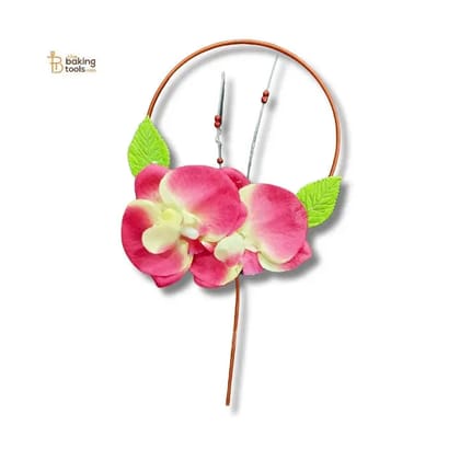Handmade Circle Shape Floral Cake Topper – Red