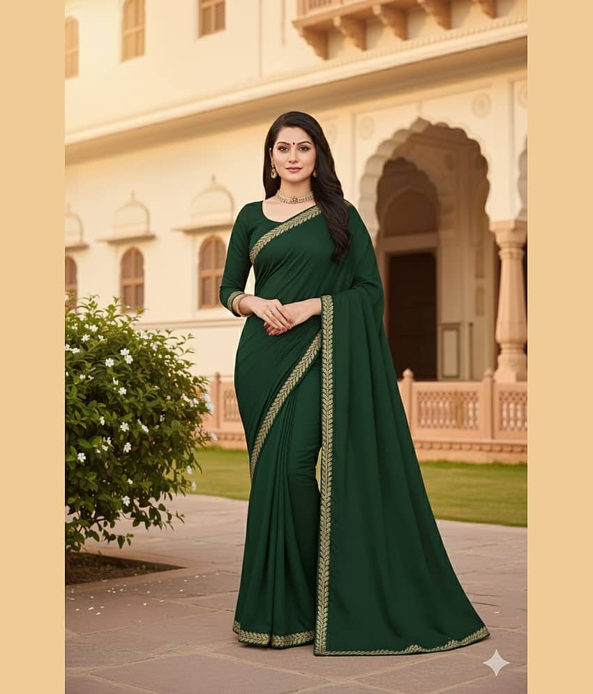 Vkaran Lycra Printed Regular Saree With Unstitched Blouse Piece ( LightBLue )
