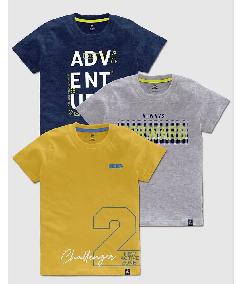 CODEZ Pack of 3 Boys Cotton T-Shirt ( Multicolor )