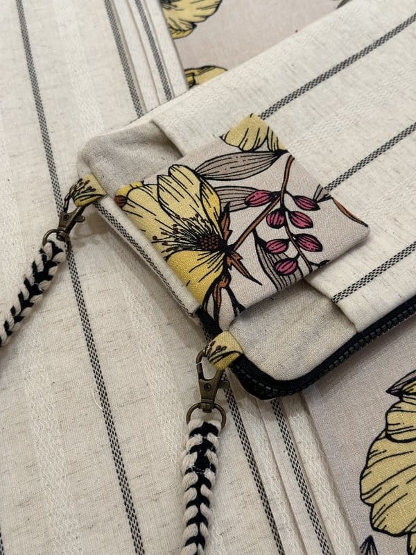 KRI India Bloom Yellow Springs 3-way Sling Bag | Ivory with yellow and pink floral print  | 10x6 inches  | Wash & Care | 100% Cotton | Handcrafted in India. 100% organic & natural.