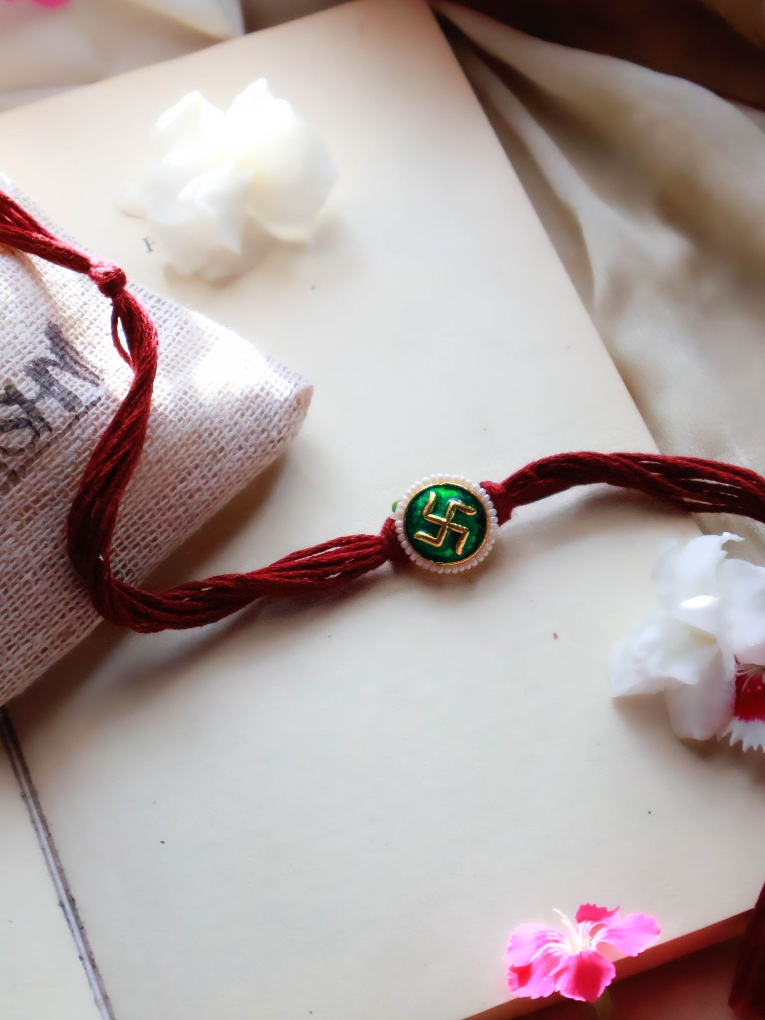 Rishi Red Swastik Rakhi-Red