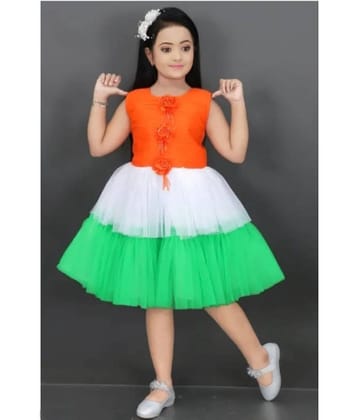 New Collection Net A-line Dress For Girls ( Pack of 1 , Orange,White,Green )