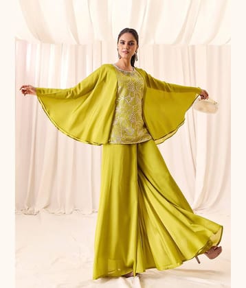 Madhuram Textiles Women Polyester Embroidered Straight Kurti With Palazzo ( Green )