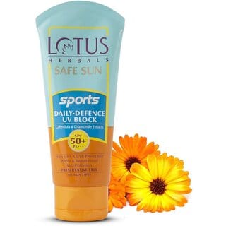 Lotus Herbals Safe Sun Sports Daily-defence Uv Block SPF 50 PA+++ Calendula and ChamomileAll skin types  80g