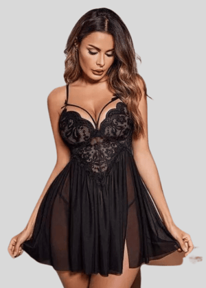 Luxuries Bliss  Black Lace Babydoll Nightwear