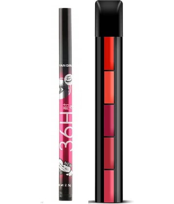 Lenon Beauty Eyeliner & 5 Step Creme Lipstick Red Pack of 2 5 g