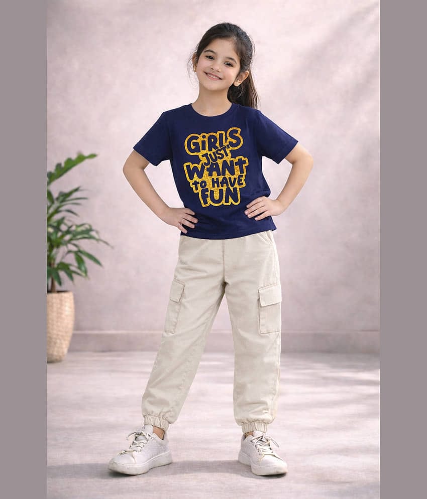 Trampoline Pack of 1 Girls Cotton Blend T-shirt & Cargos ( Multicolor )