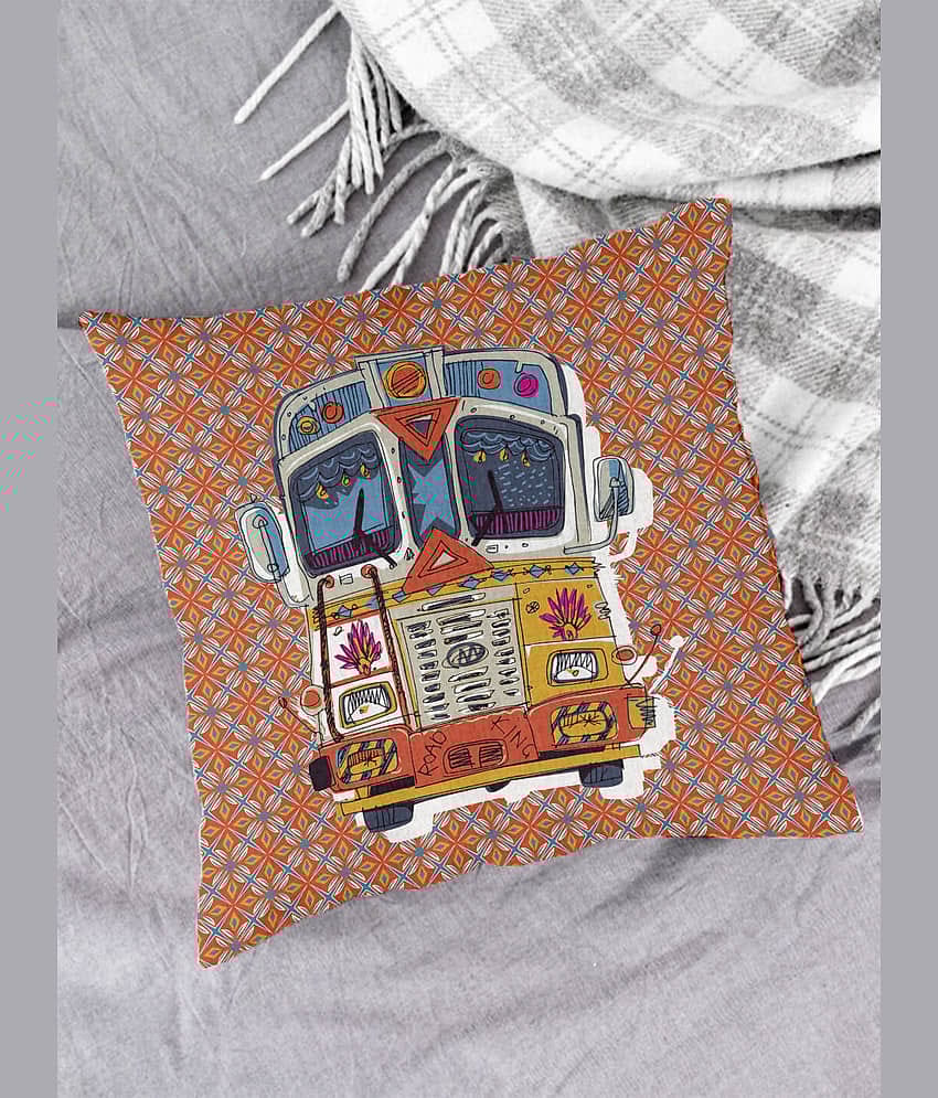 Houzzcode Single Orange Pillow Cover