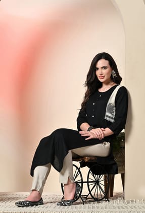 Night Queen Digital Kurta-S / Black