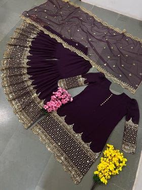 Fancy Party Wear Top Bottom With Dupatta With Embroidery Sequence Work Fancy Party Wear Top Bottom With Dupatta With Embroidery Sequence Work