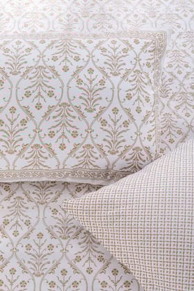 Pastel Jaal Cotton Bedsheet-Double - 90 x 108 in / Gold / Gold