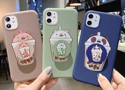 Bubble Tea Custom Slim Soft Cases-Blue / With Pop Socket