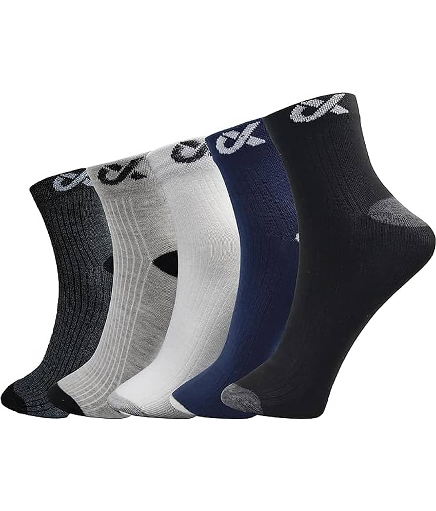 XJARVIS Pack of 5 Men's Cotton Blend Ankle Length Socks ( Multicolor )