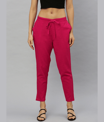 Yash Gallery - Pink Cotton Regular Women's Cigarette Pants ( Pack of 1 )