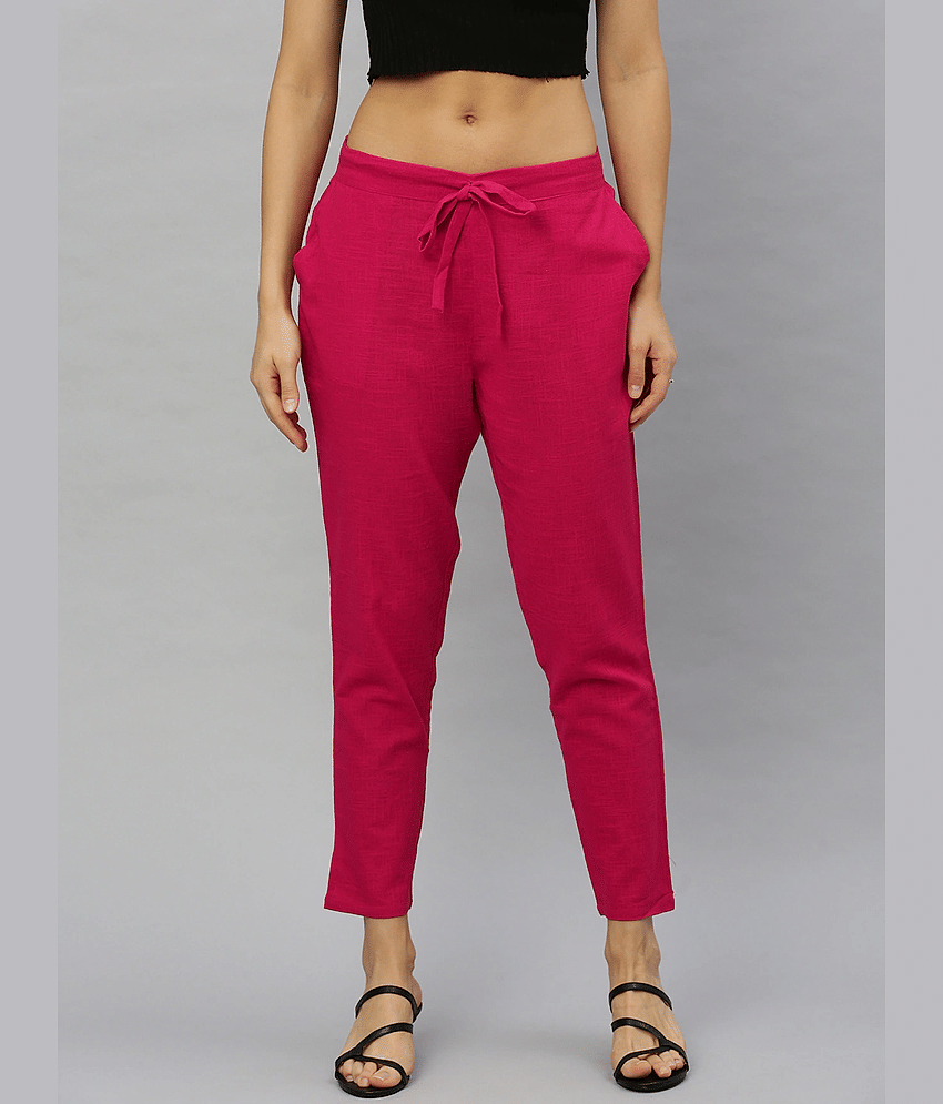 Yash Gallery - Pink Cotton Regular Women's Cigarette Pants ( Pack of 1 )