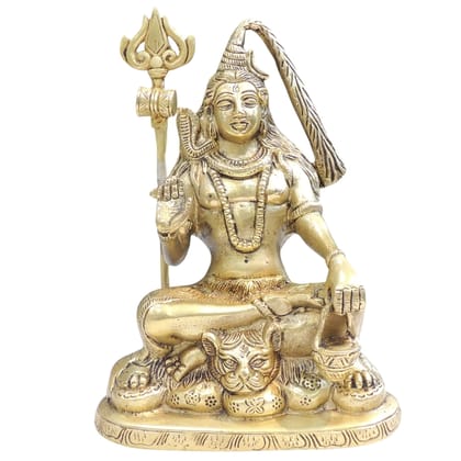 Brass Shiva Idol for Home Temple, Height : 9 Inch (BSMAS1834 D)