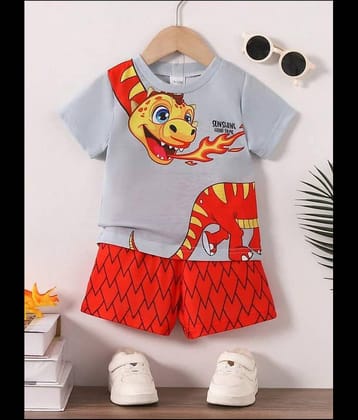 ODIMENT Pack of 1 Unisex Cotton T-Shirt & Shorts Set ( Orange )
