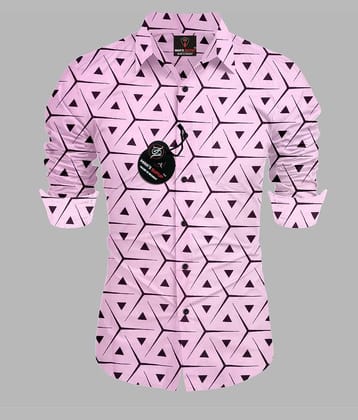 MAN'S SUITUP Viscose Regular Fit Printed Full Sleeves Men's Casual Shirt - Pink ( Pack of 1 )