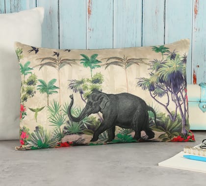 India Circus Manoeuvres In The Nature - Blended Taf Silk Cushion Cover - 12 X 20 Inch