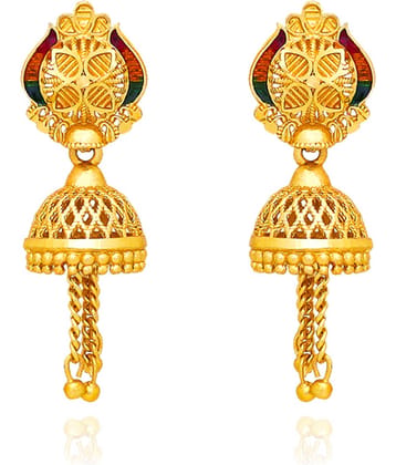 LUV FASHION Golden Jhumki Earrings ( Pack of 1 )