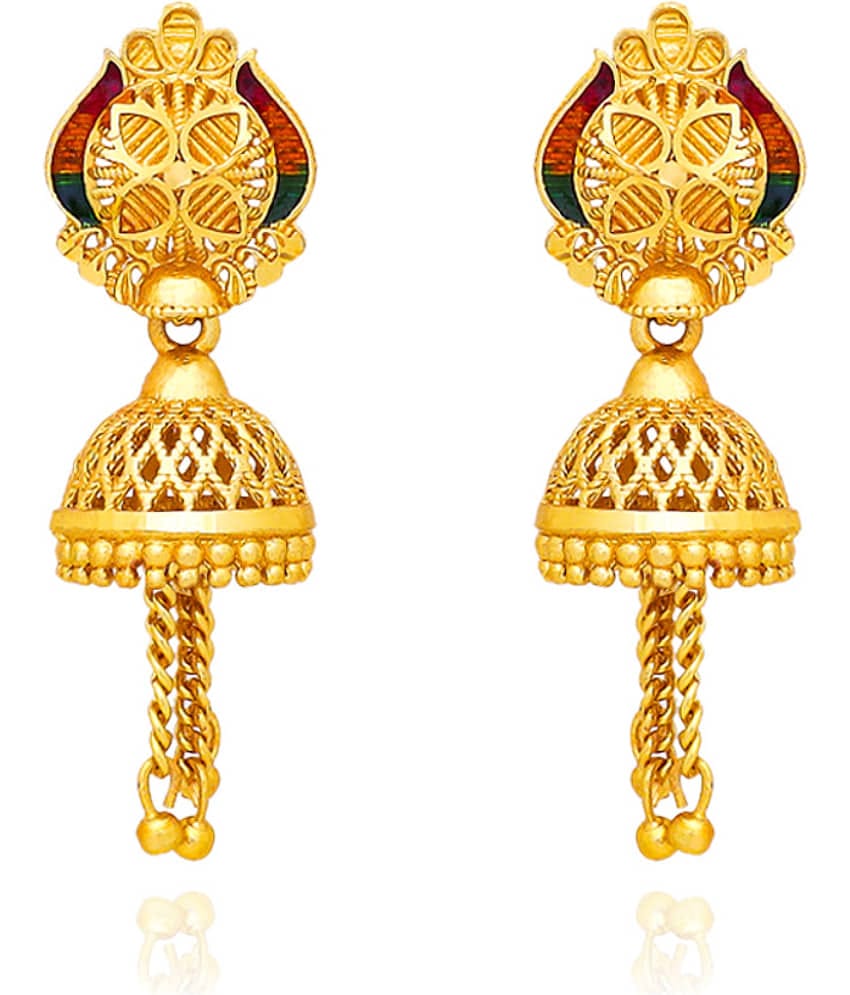 LUV FASHION Golden Jhumki Earrings ( Pack of 1 )