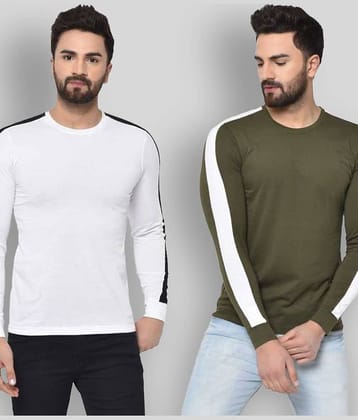 Glito Pack of 2 Cotton Regular Fit Men's T-Shirt ( White )