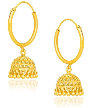 LUV FASHION Golden Hoops Earrings ( Pack of 1 )